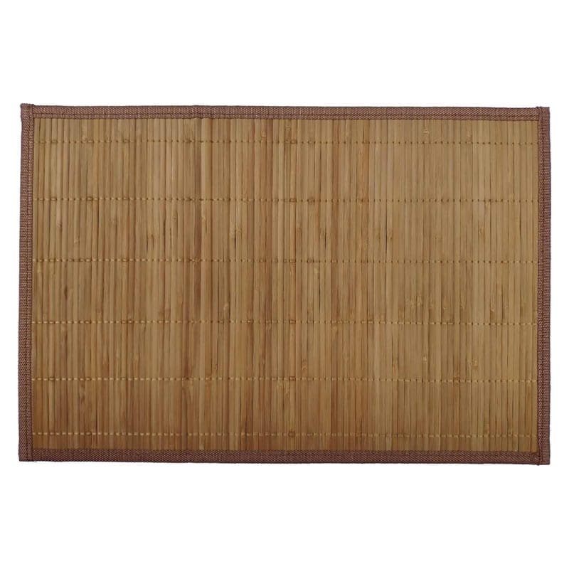 Bamboo Placemats In Natural Brown With A Fabric Border