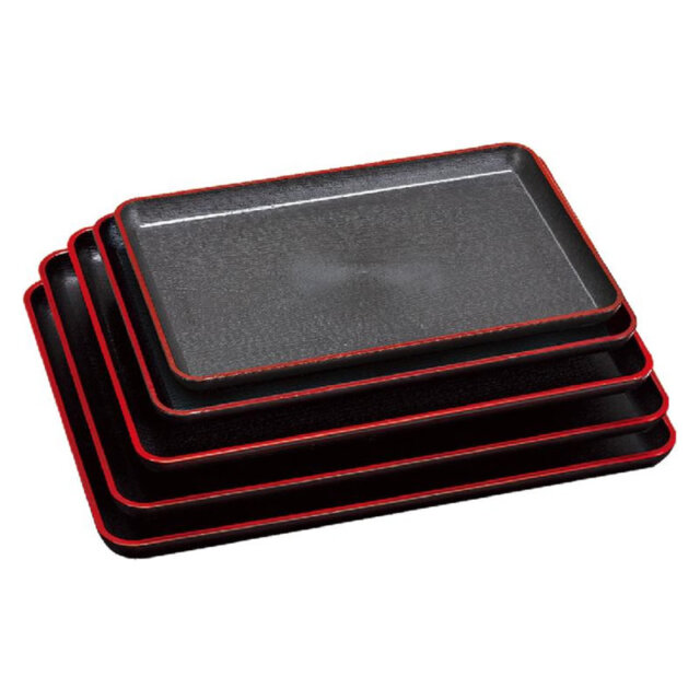 Small Serving Tray Round Edge In Red & Black