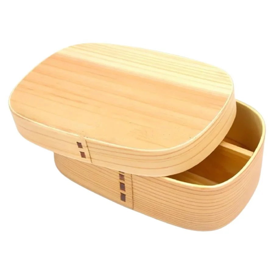 Traditional Wooden Bento Box - Japanese Cedar - Square or Ellipse Shape -  ApolloBox