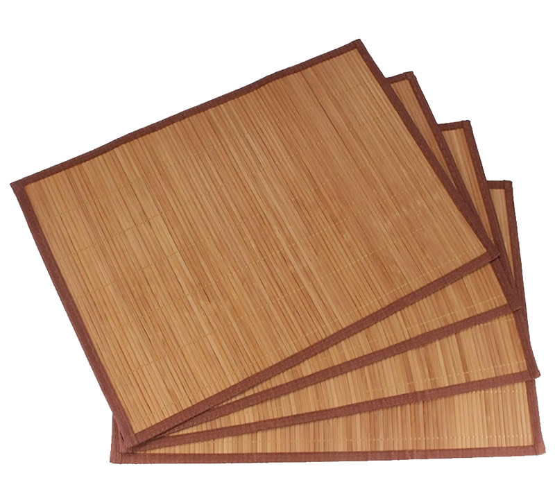 Bamboo Placemats in Natural Brown with a Fabric Border.