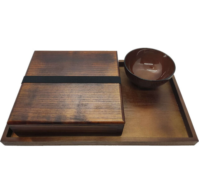 Wooden Bento Box Set With Bowl, Chopsticks, Spoon & Tray