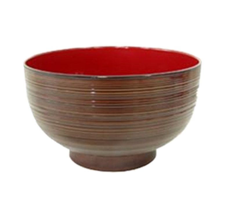 Yamanaka Nuri Soup Bowl In Brown Woodgrain And Crimson Red