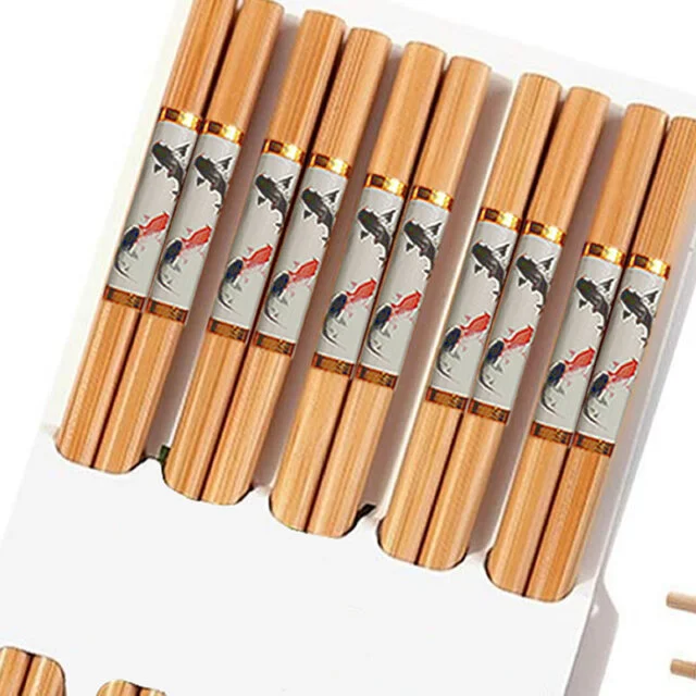 Traditional Bamboo Chopsticks & Japanese Fish Print