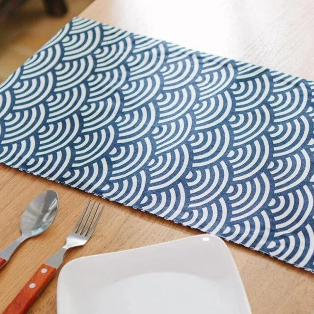 Blue Ocean Wave Table Runner