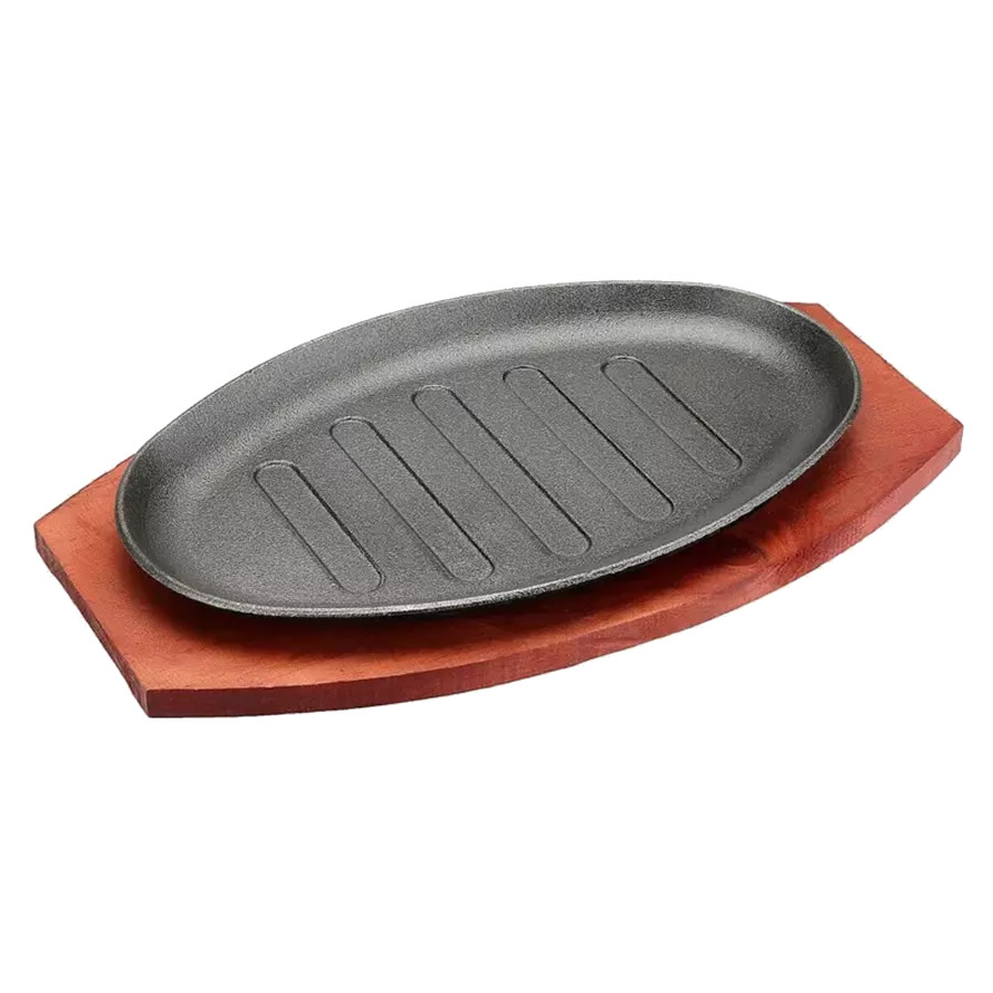 Cast Iron Sizzle Plate And Wooden Base Katachiware 4994