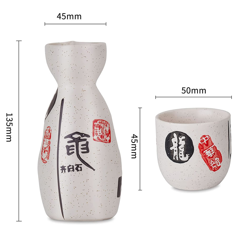 Japanese Stoneware Sake Set Dimensions