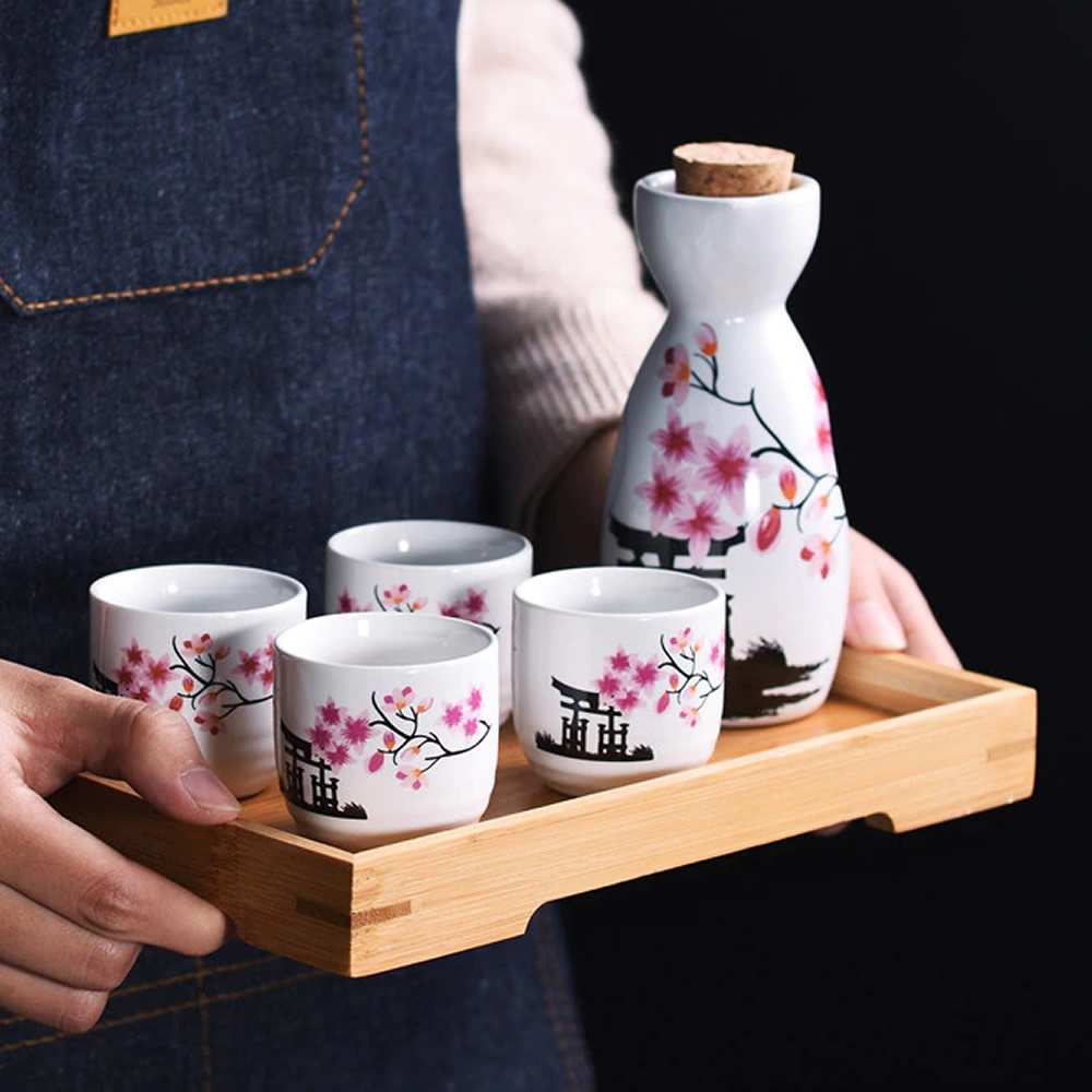 Japanese Tori Sake Set & Tray