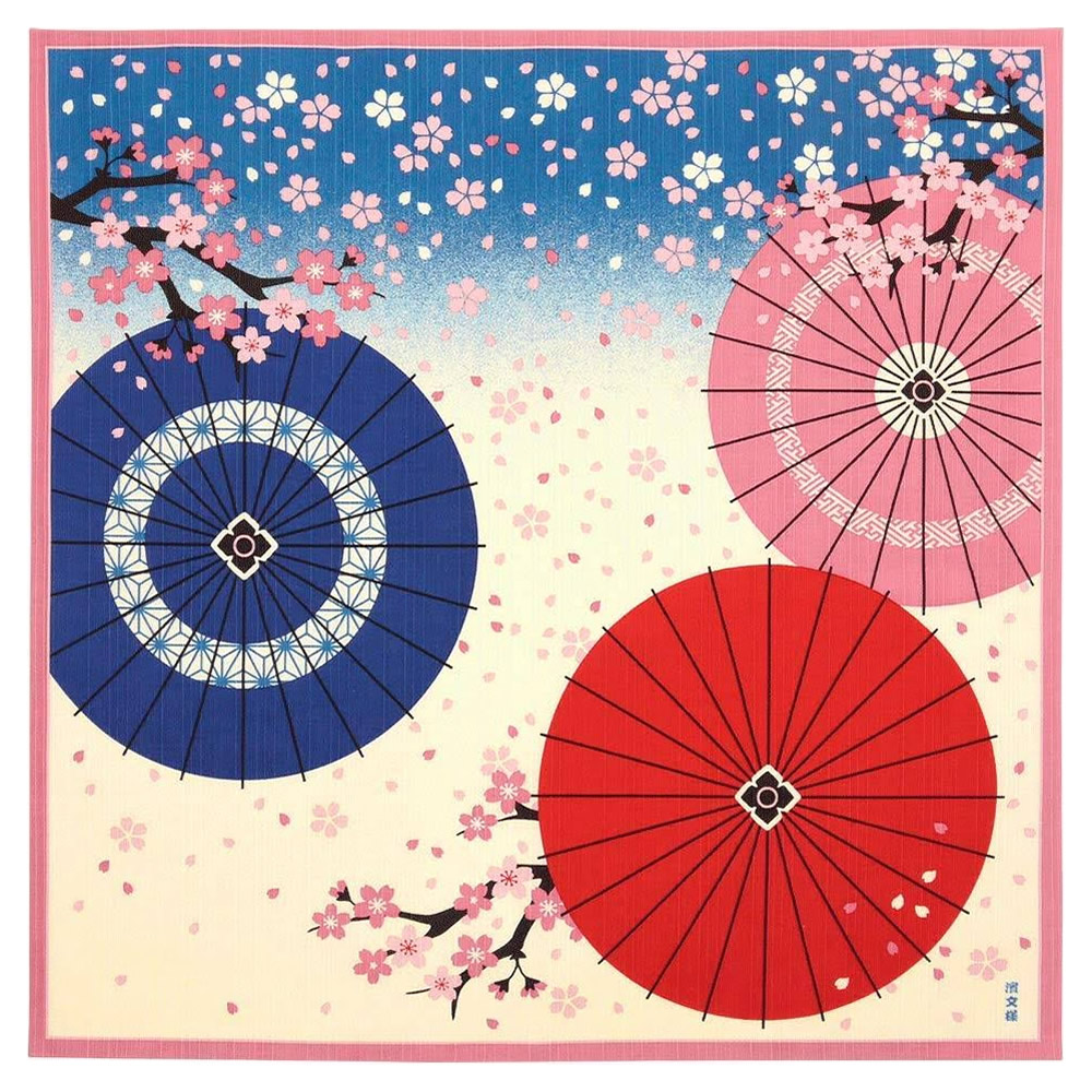 Umbrella & Dancing Cherry Blossoms Furoshiki