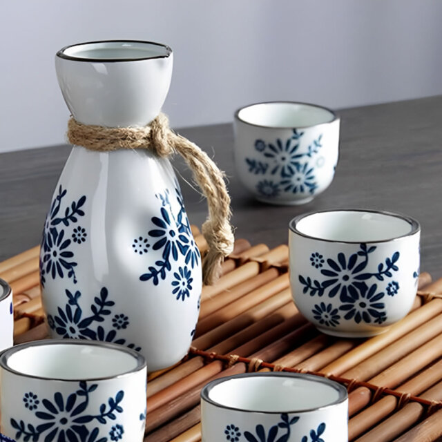 Buy Teal Japanese Sakura Sake Set | Katachiware