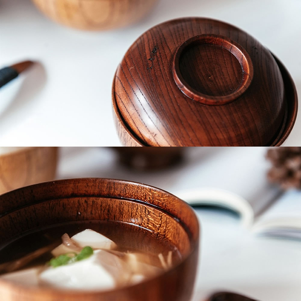 Natural Wood Miso Bowl Detailed Images