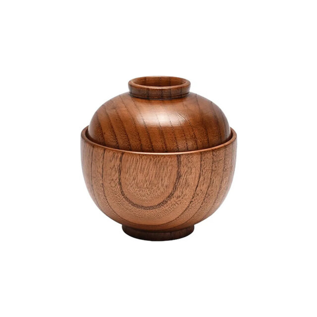 Natural Wood Miso Bowl & Lid