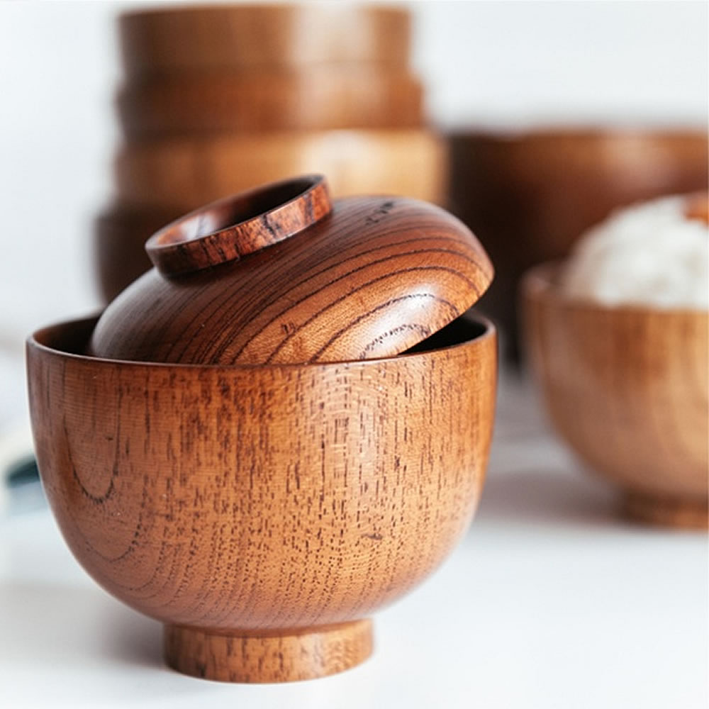 Natural Wood Miso Bowl & Lid Example