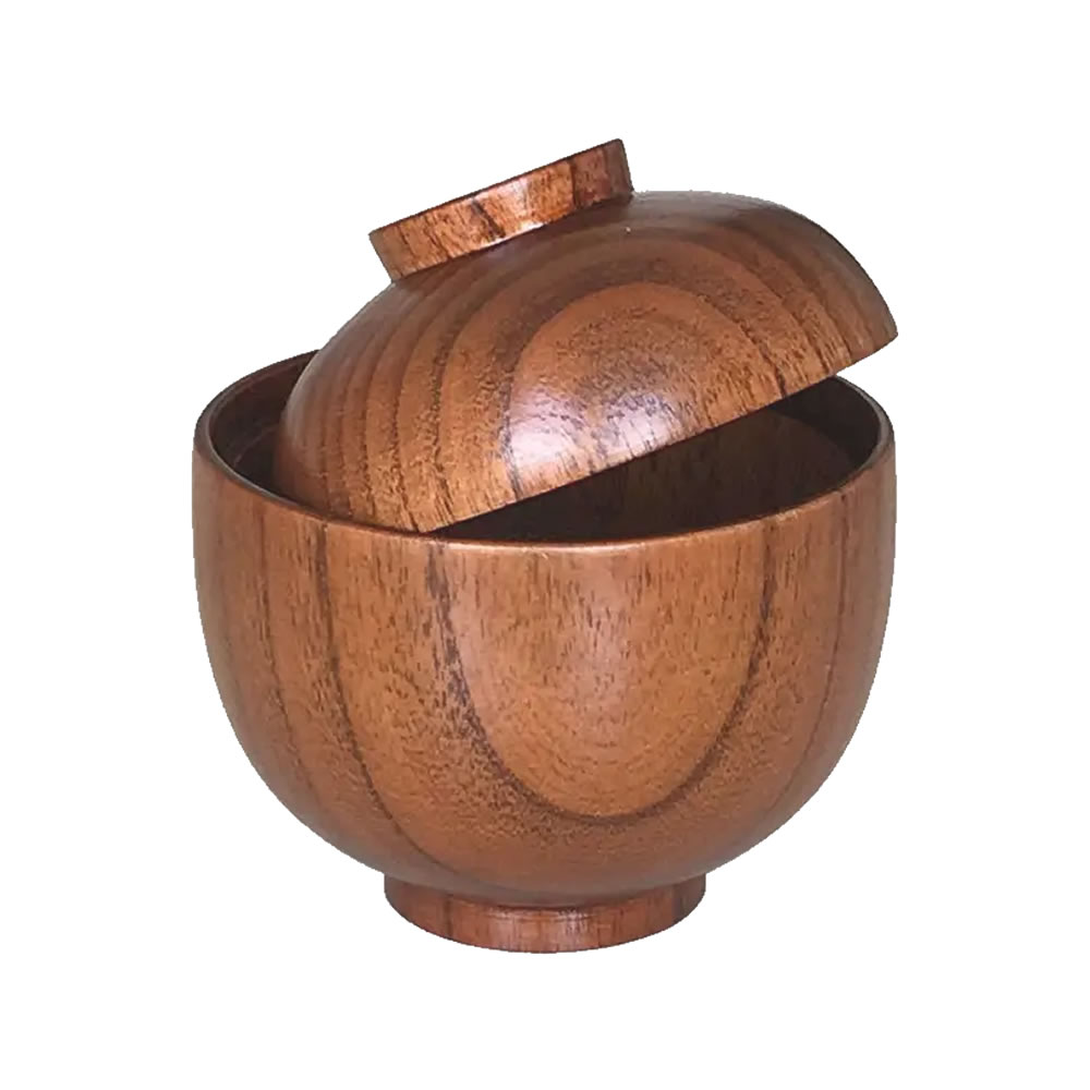 Natural Wood Miso Bowl & Tilted Lid