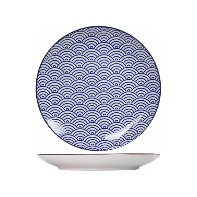 Medium Porcelain Blue Wave Side Dish