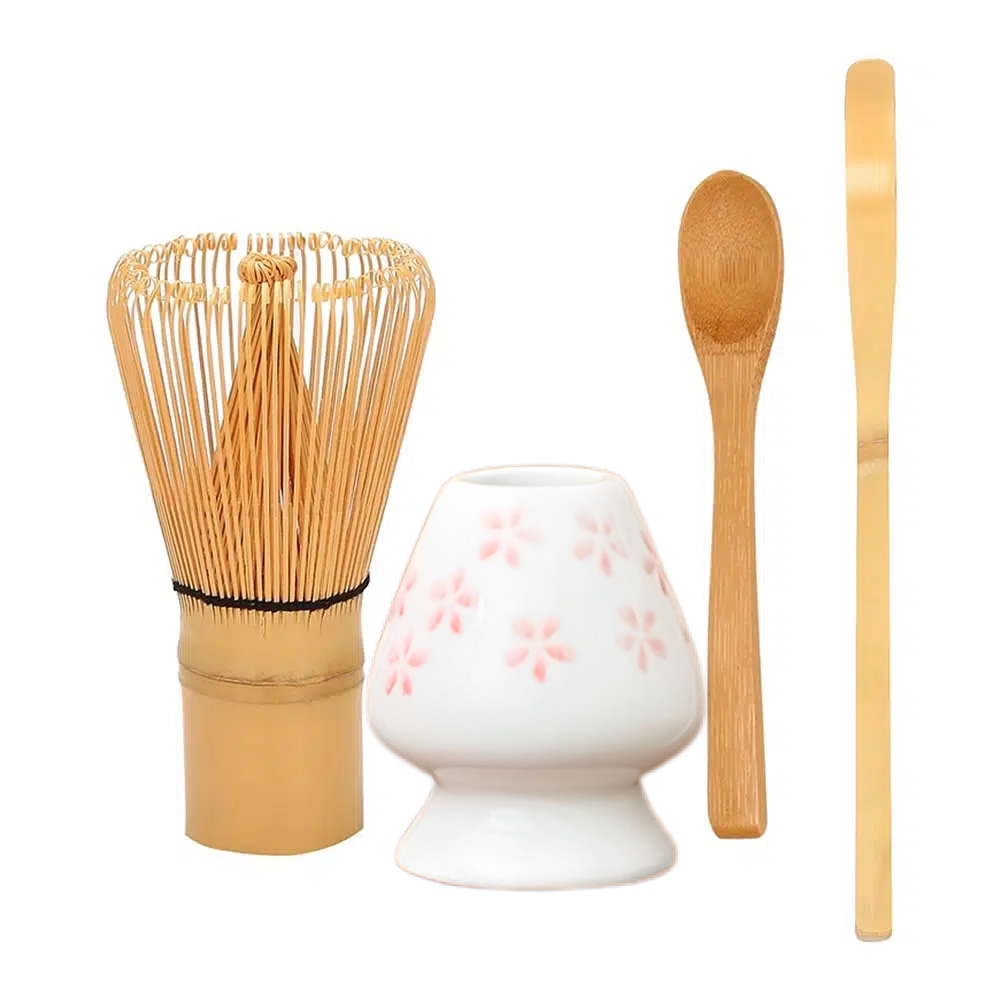 Pink Sakura Matcha Tea Set Components