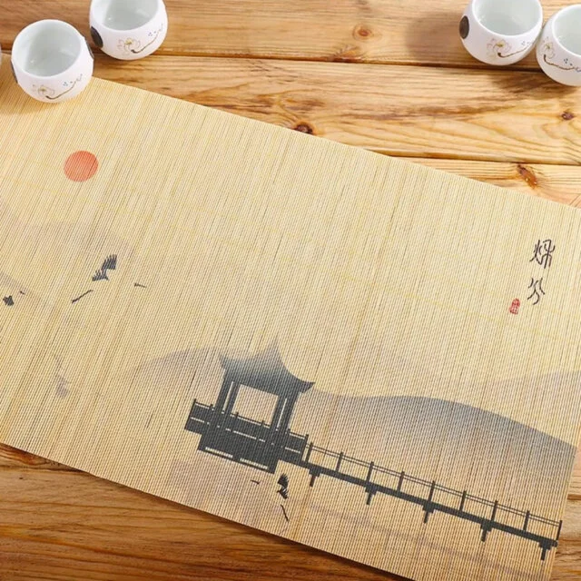 Large Bamboo Mat - Bridge in Sunset