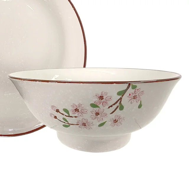 Large Pink Sakura & Snowflake Ramen Bowl