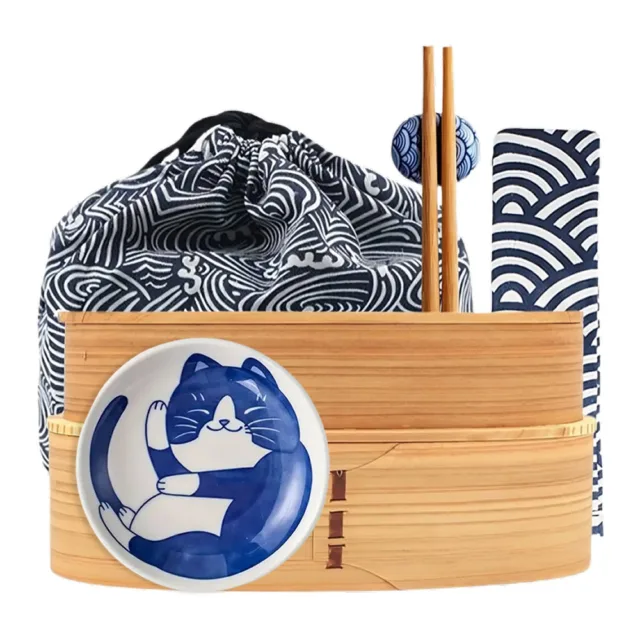 Cute Neko & Willow Wood Bento Box Set