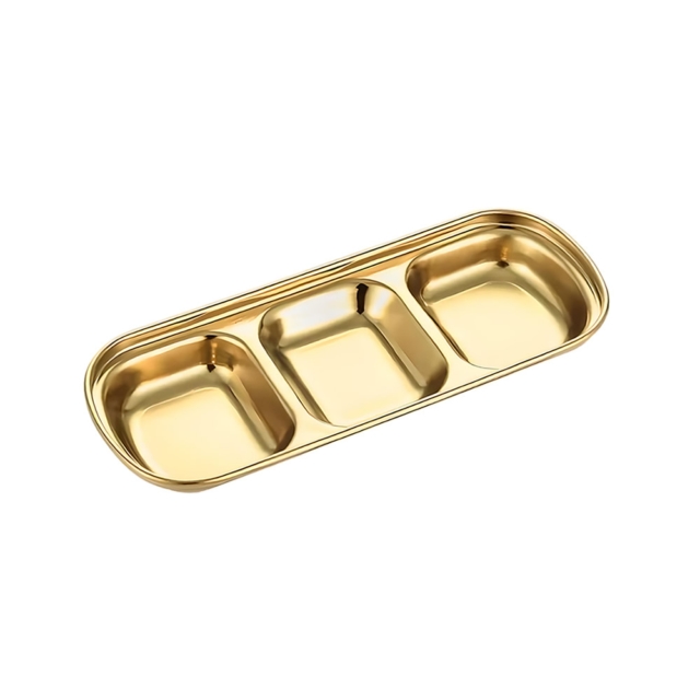 Golden Stainless Steel Condiments Tray