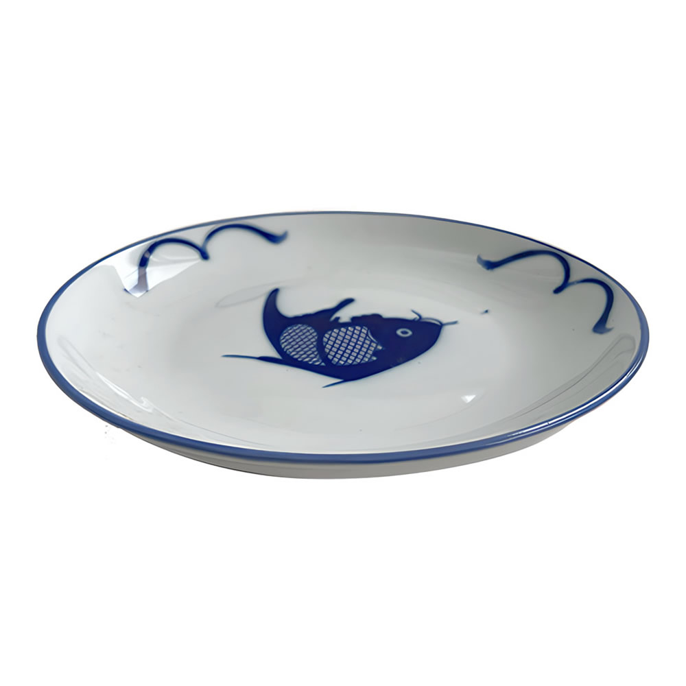 Round 10 Inch Blue Koi Fish Plate