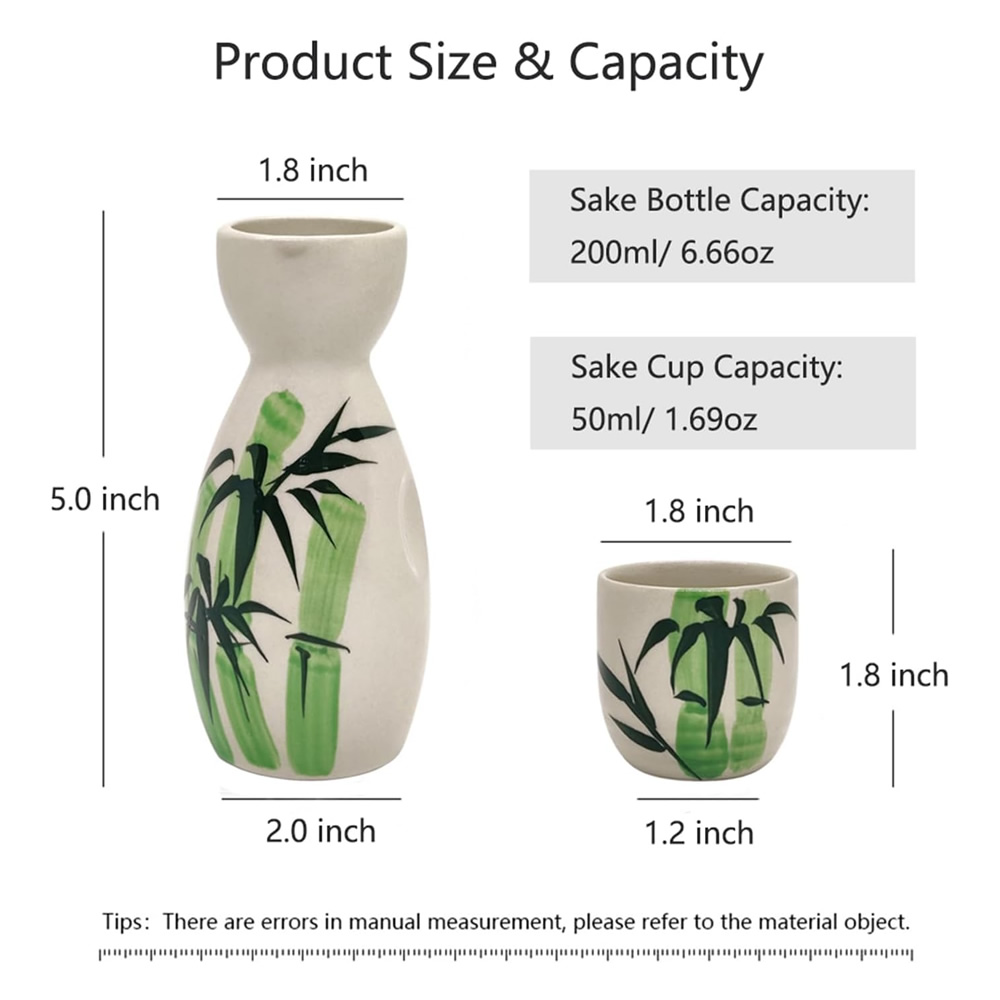 Tokkuri & Ochoko Sake Cup Set Dimensions