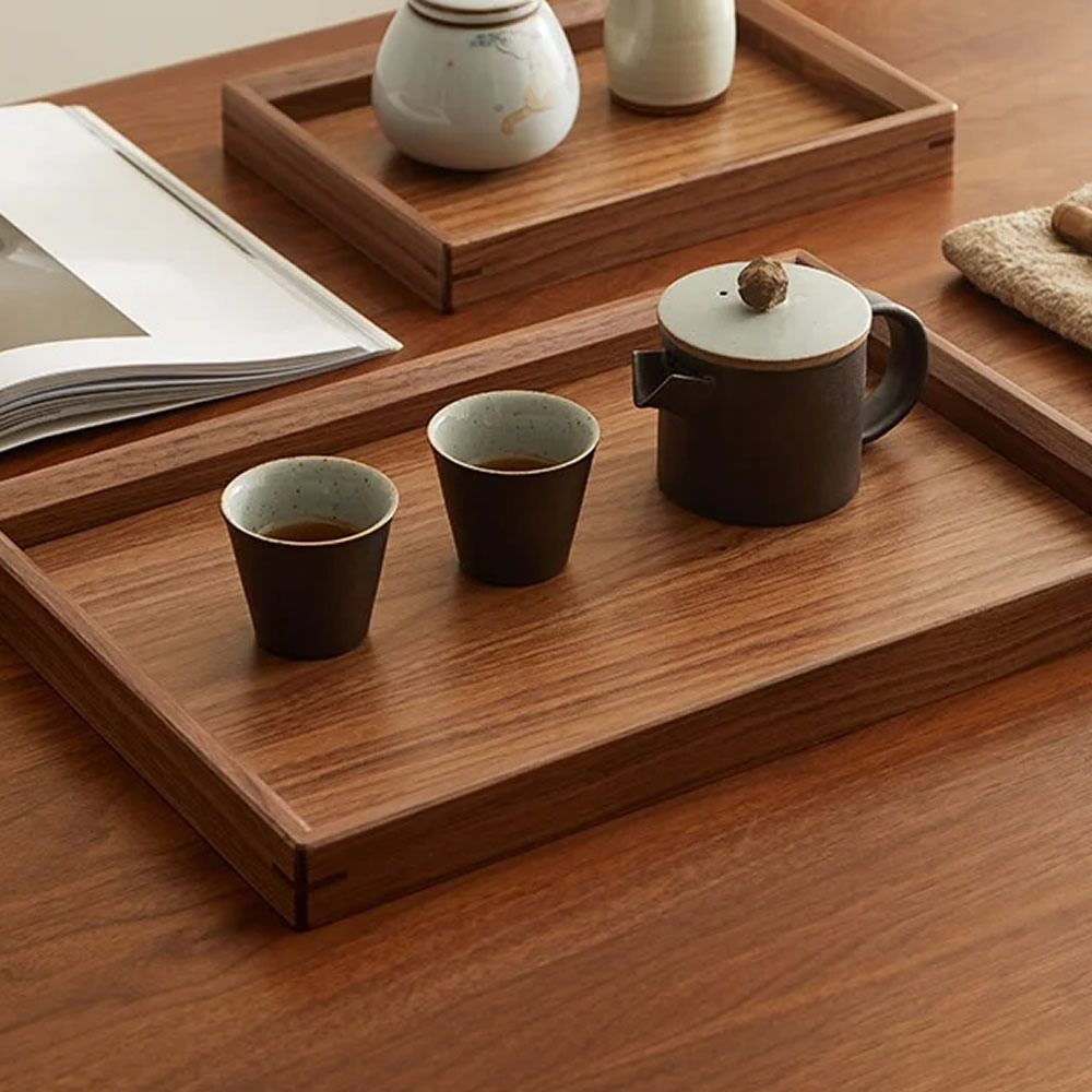 Wooden Kurumi Serving Tray & Tea Set