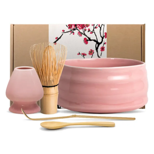 Salmon Pink Matcha Tea Set & Accessories