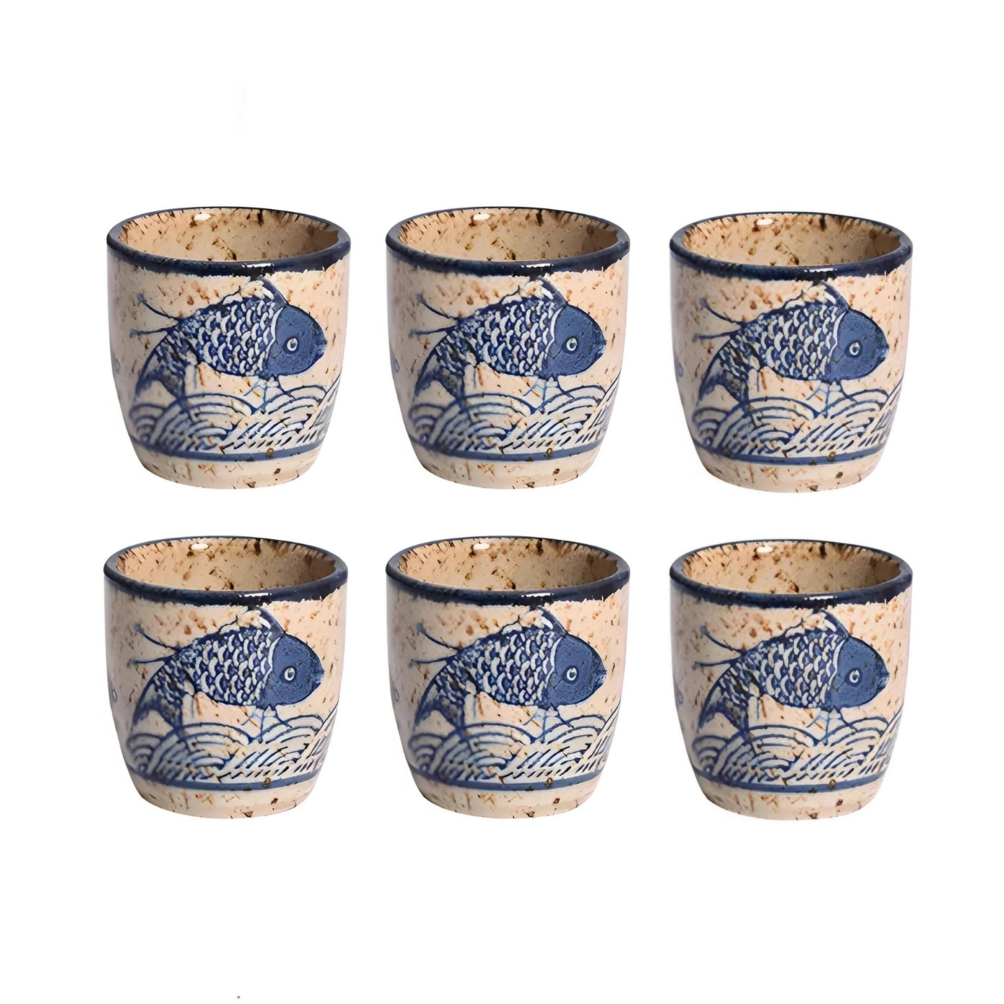 Six Sakana Ochoko Cups