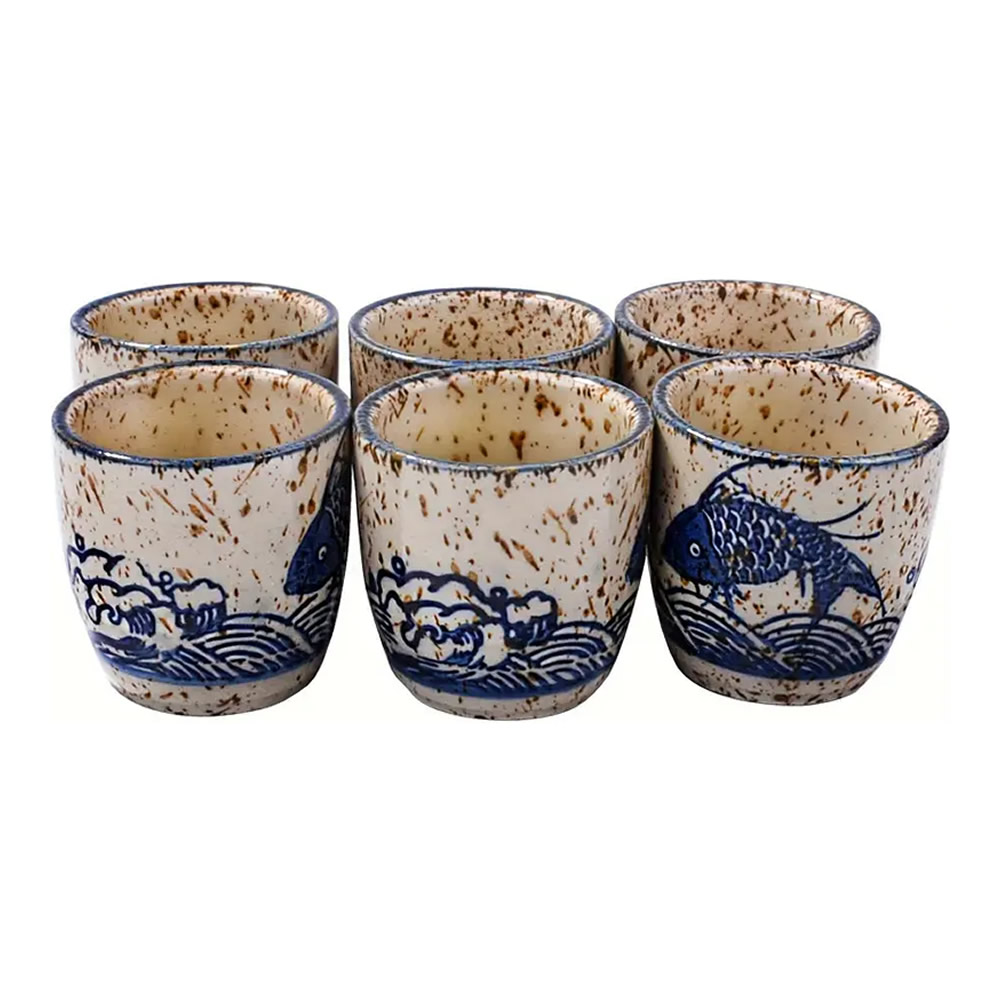 Six Sakana Ochoko Cups