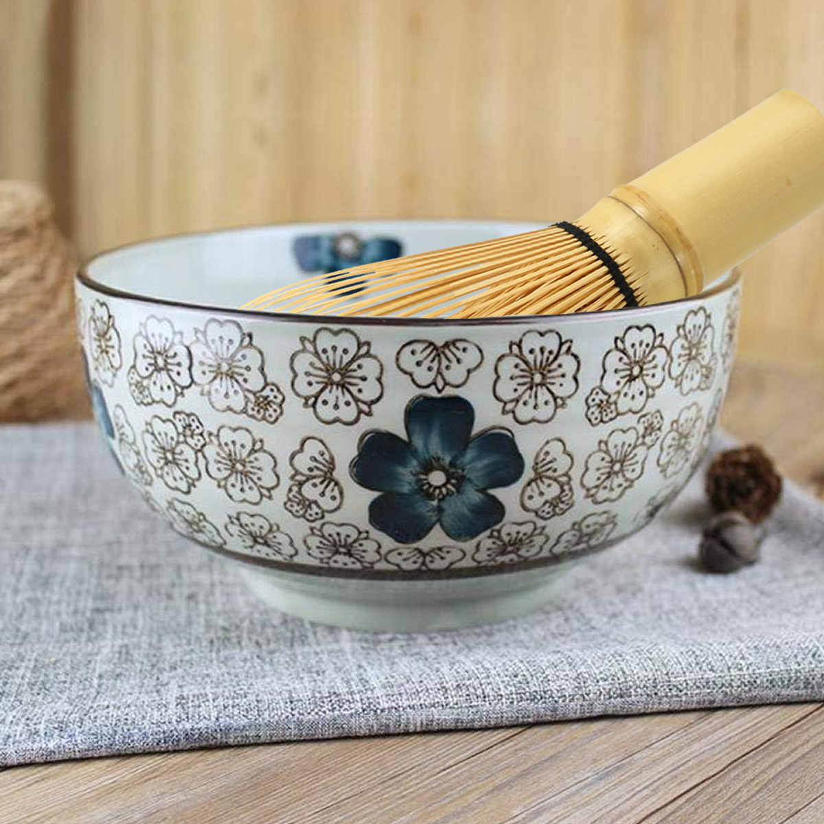 Teal Spring Blossom Matcha Bowls