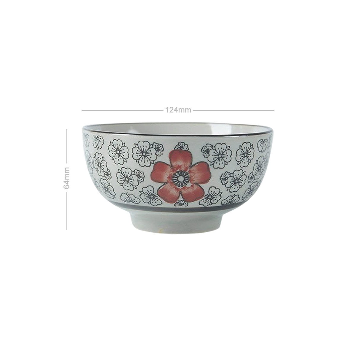 Traditional Spring Blossom Matcha Bowl Dimensions