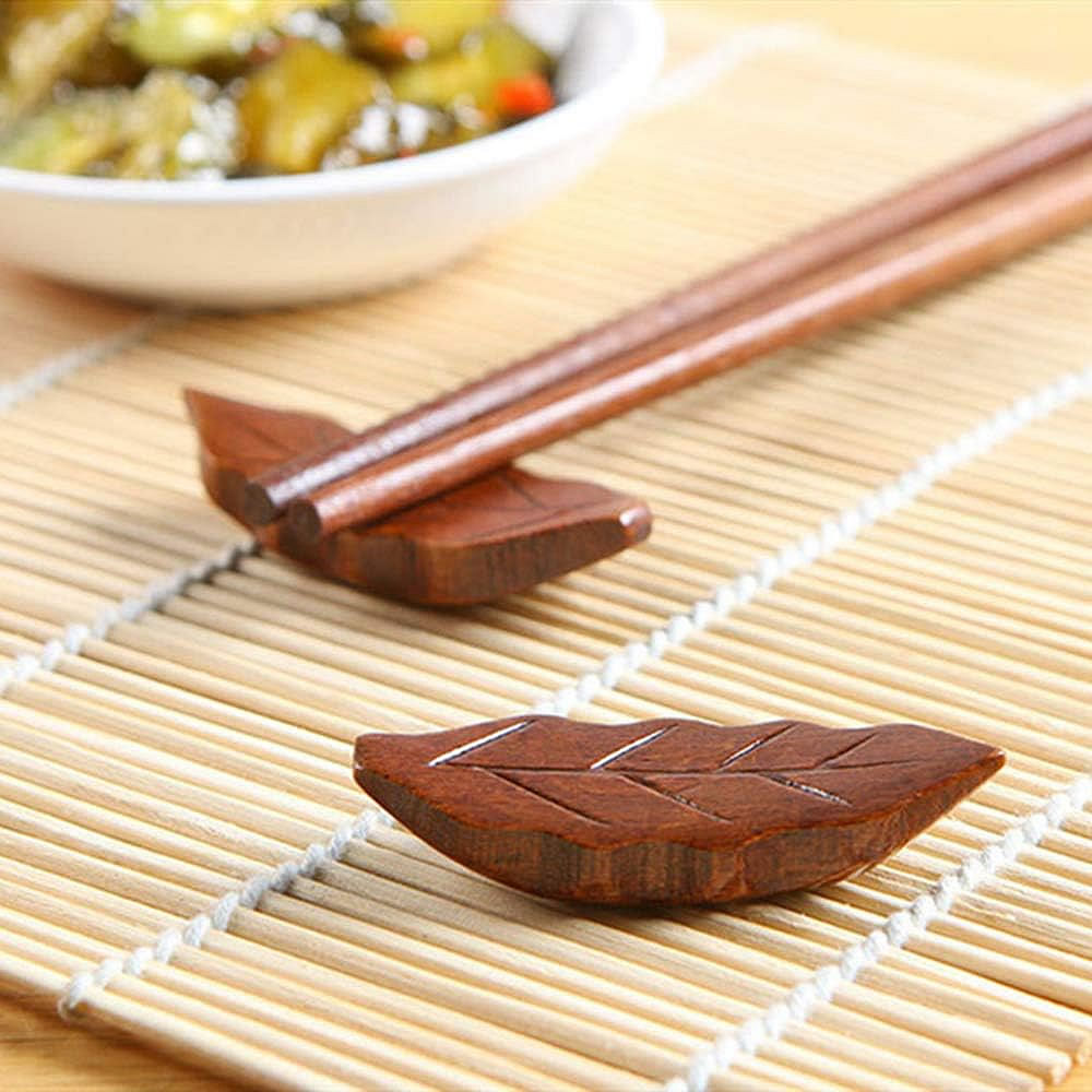 Wooden Autumn Leaf Chopstick & Rest Set