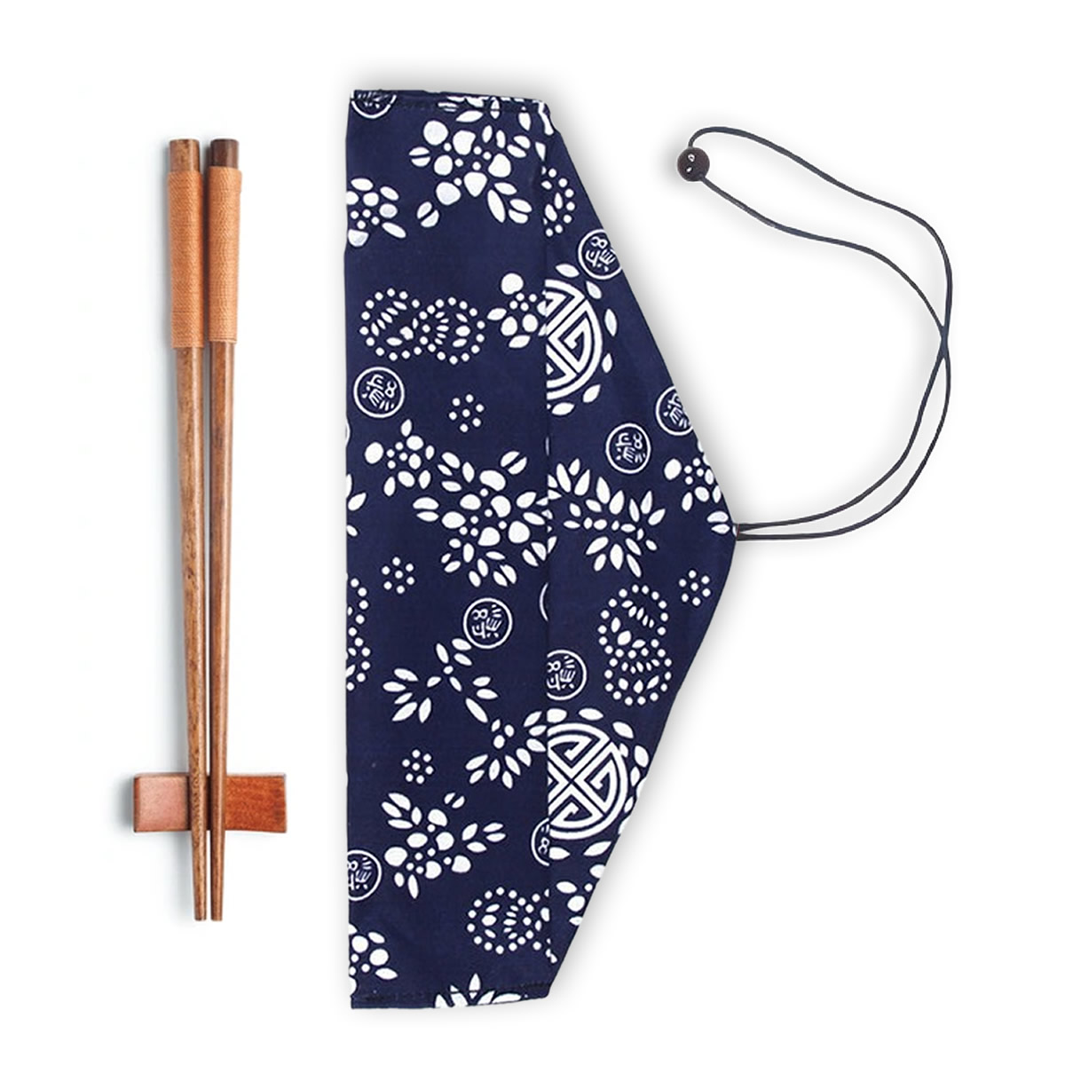 Blue Kimono Chopsticks, Rest & Bag Set