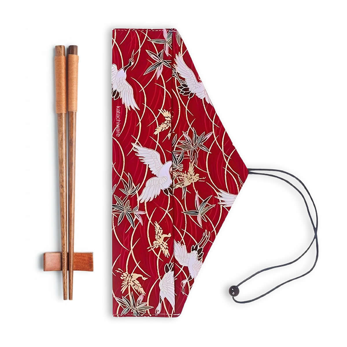 Japanese Cranes Chopsticks, Rest & Bag Set