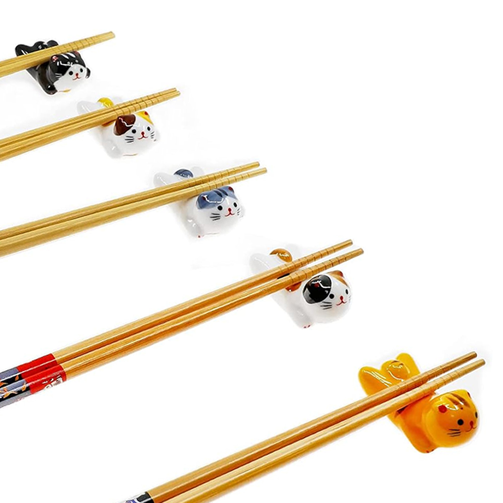 Lucky Cat Chopstick Rest Set & Chopsticks