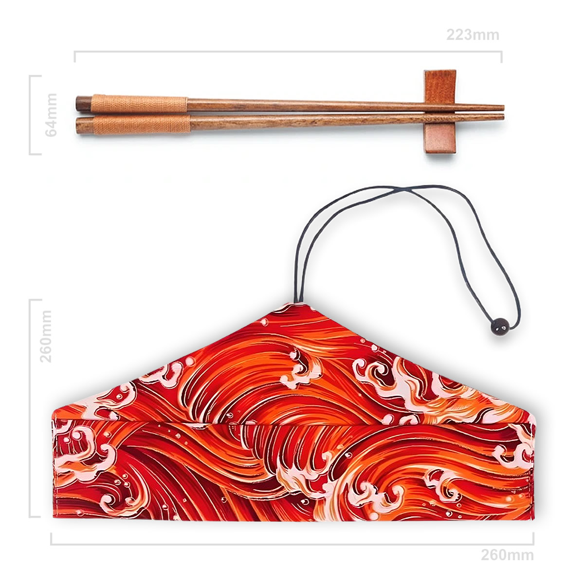 Orange Great Wave Chopsticks, Rest & Bag Set