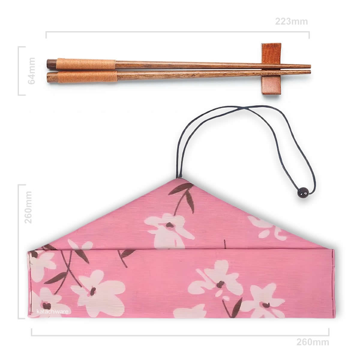 Pink Blossom Chopsticks, Rest & Bag Dimensions