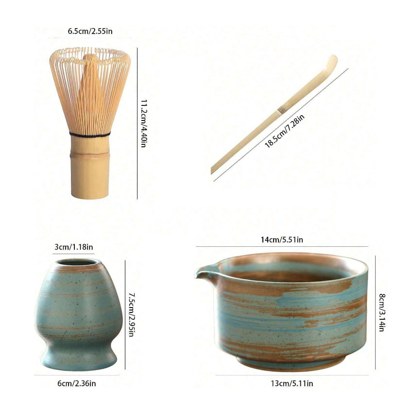 Aozora Tsuchi Matcha Set Dimensions