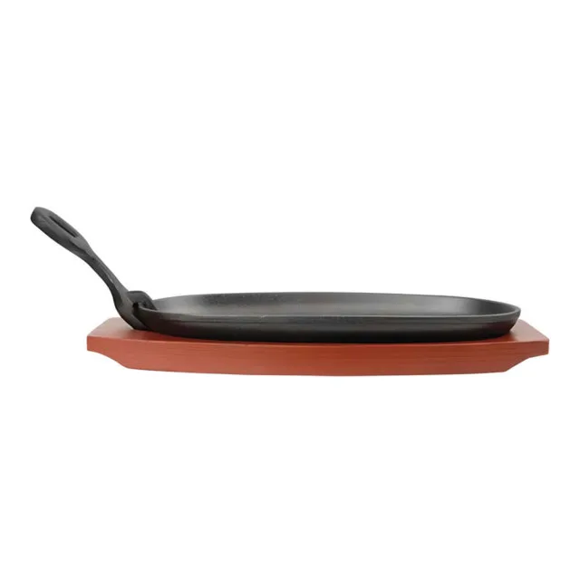 Cast Iron Oval Sizzle Tray with Base & Handle