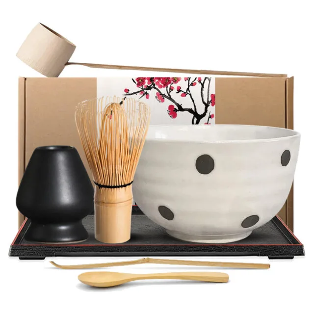 Tenmoku Polka Complete Matcha Tea Set