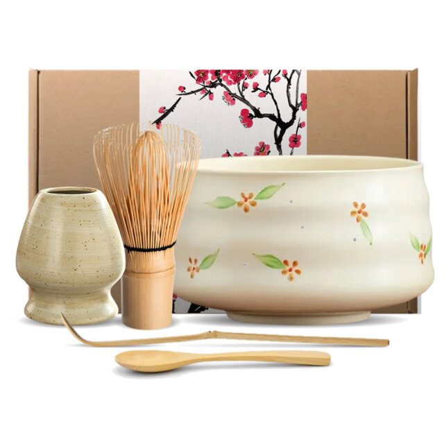 Hand Painted Hinanohana Matcha Set