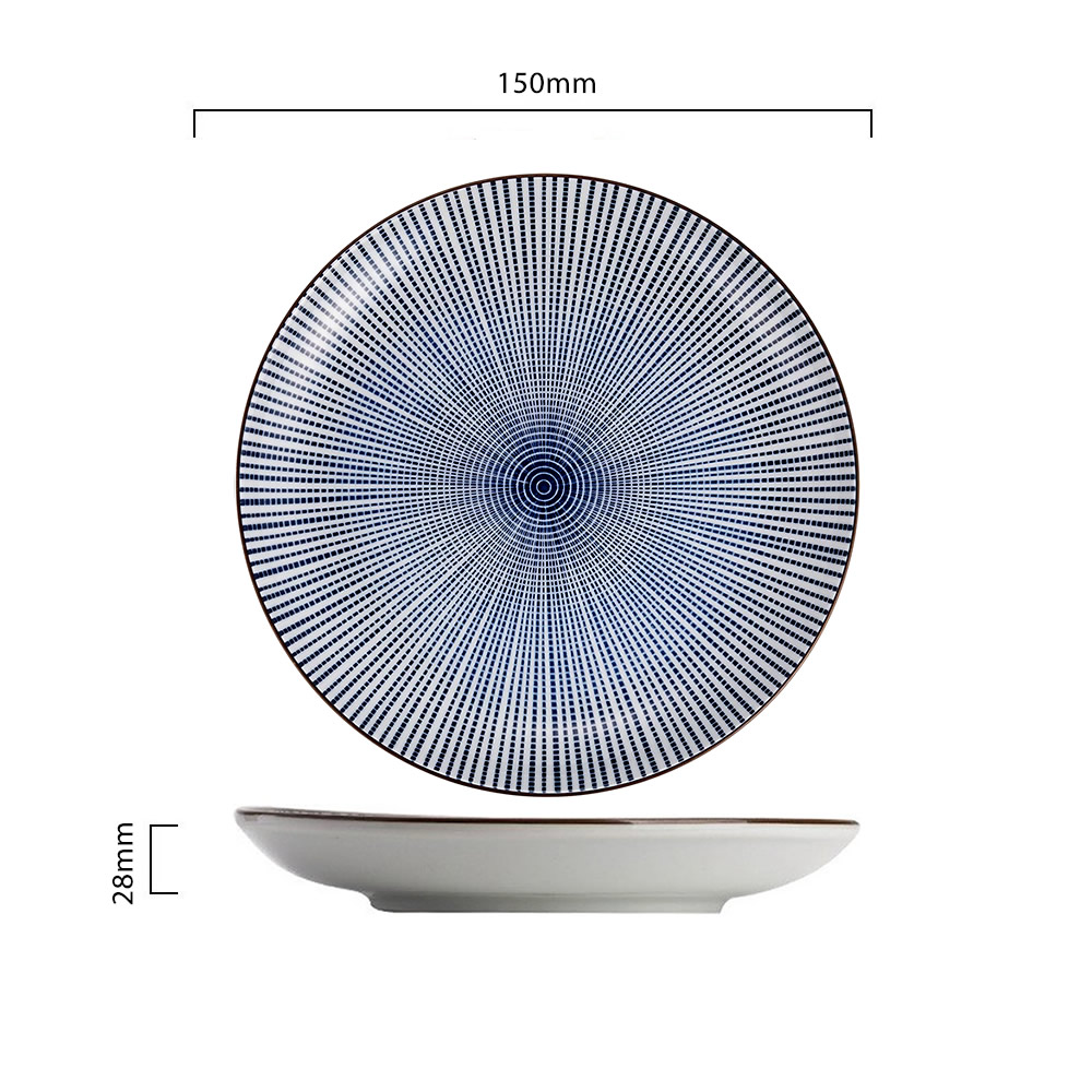 Hōshajō Blue Small Ceramic Plate Dimensions