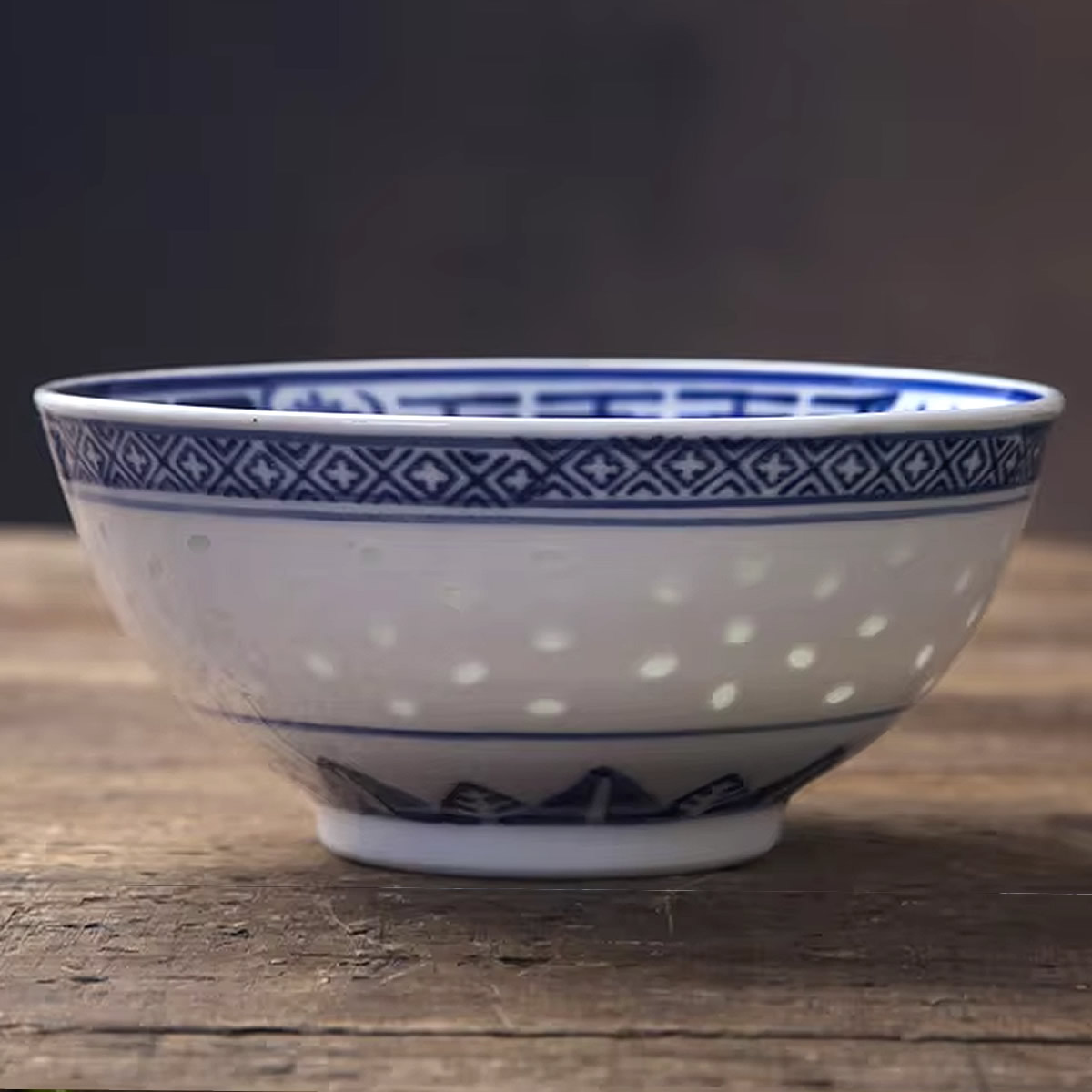 Jingdezhen Blue Chinese Dragon Bowl Close Up