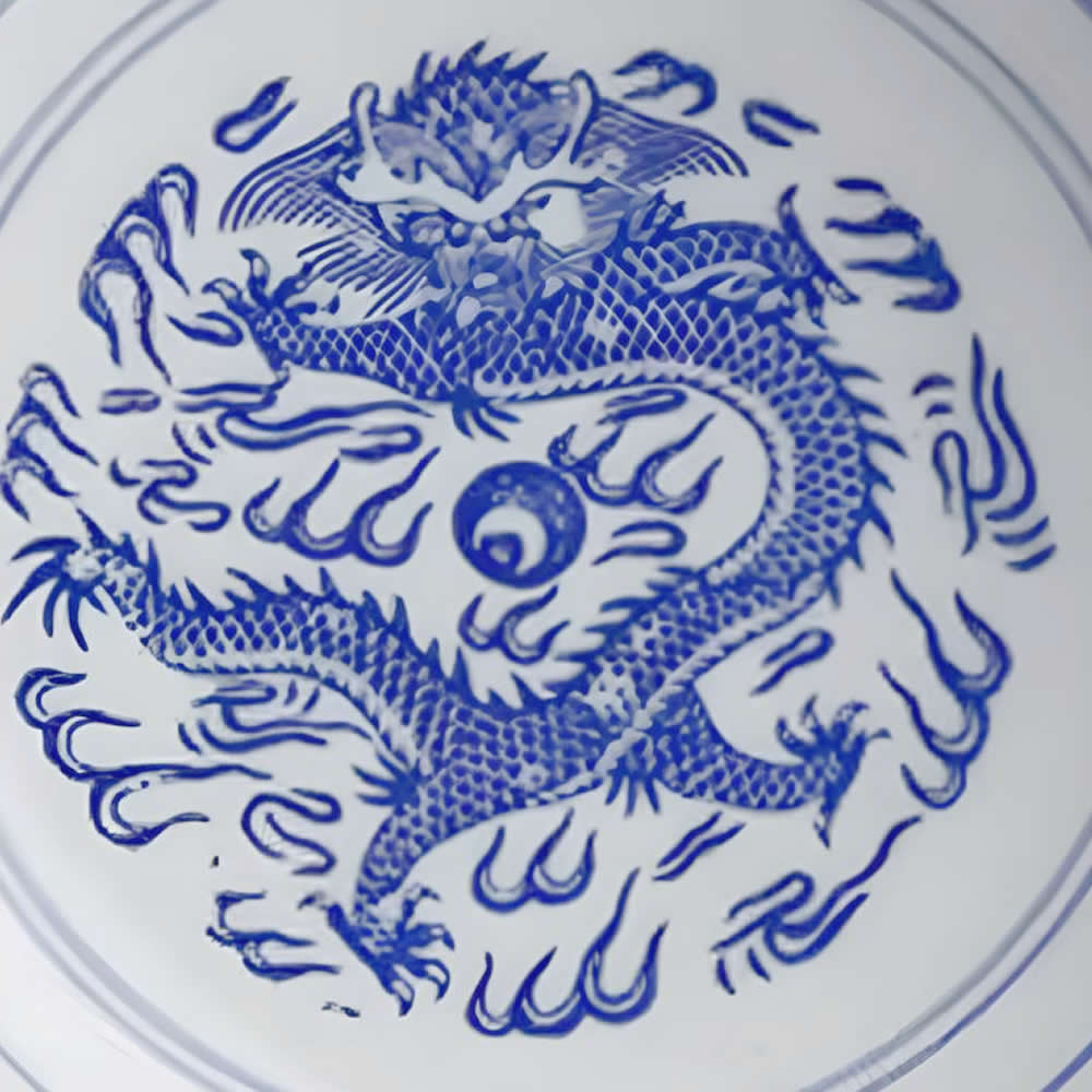 Jingdezhen Blue Chinese Dragon Bowl Detailed