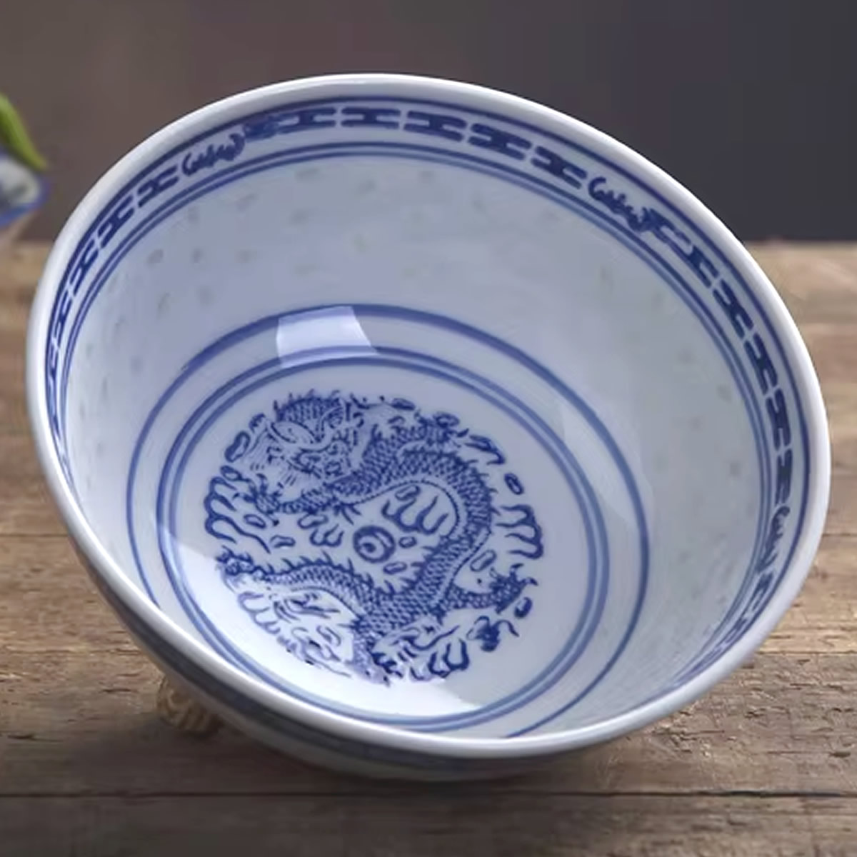 Jingdezhen Blue Chinese Dragon Bowl Side