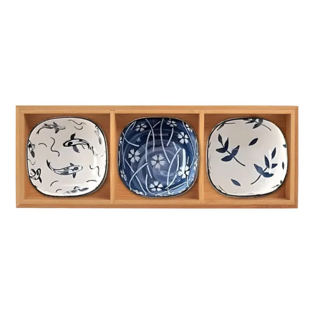 Bamboo Bento Tray & Koi Hana Bowl Set