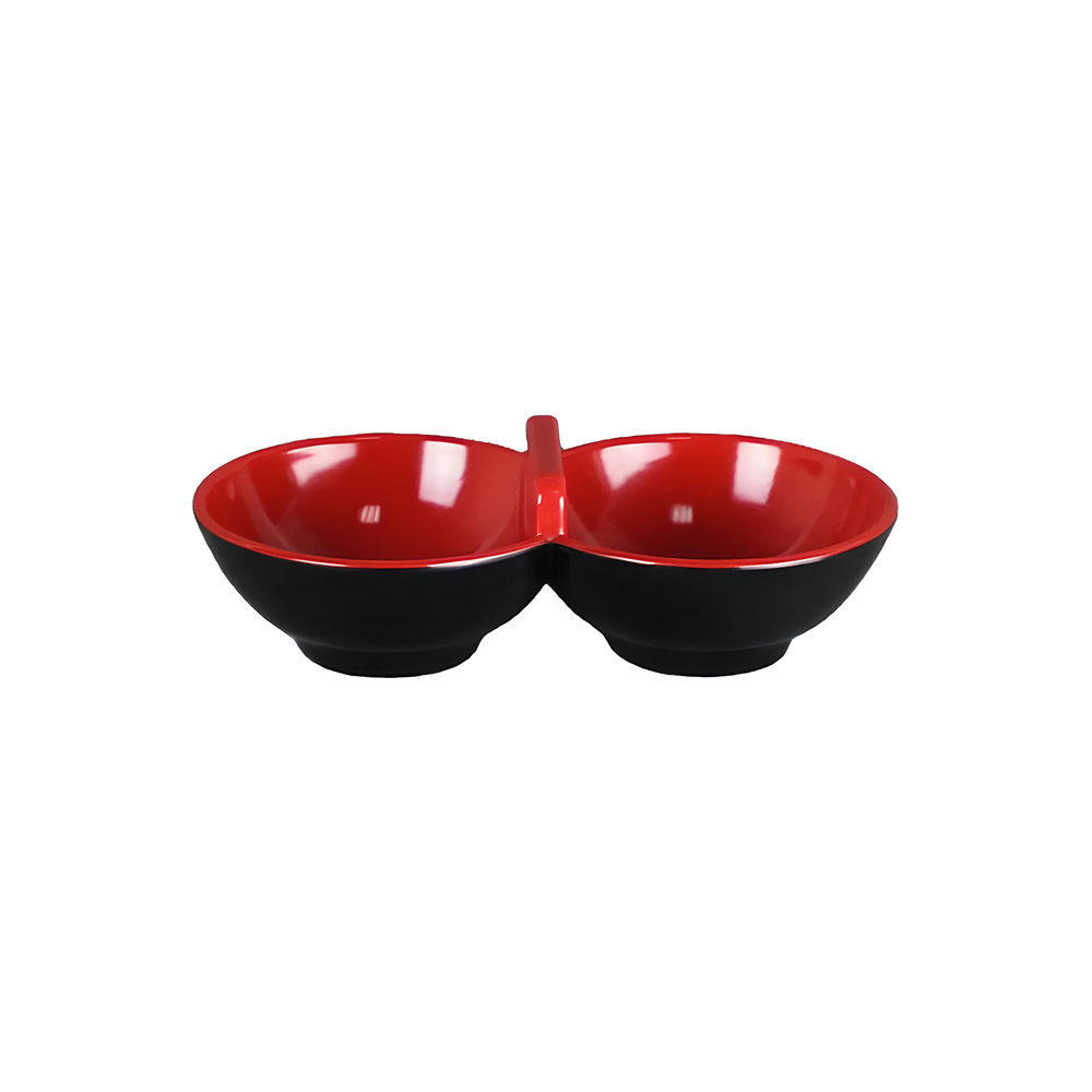 Red & Black Twin Compartment Sauce Bowl