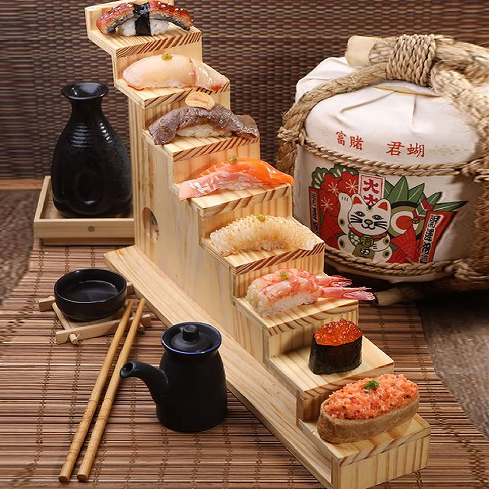 Bamboo Stepped Sushi Stand Idea