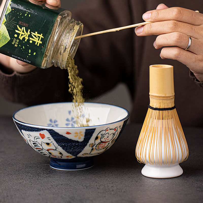 Fuku Neko Matcha Tea Set Stiring Tea