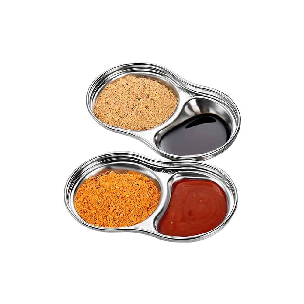 Stainless Steel Dual Dipping Sauce Tray